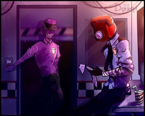 Phone Guy X Vincent, Vincent Fnaf, Phone Guy, Fnaf Night Guards, Afton Family, Animatronic Fnaf, Fnaf Movie, Fnaf Comics, Fnaf Stuff