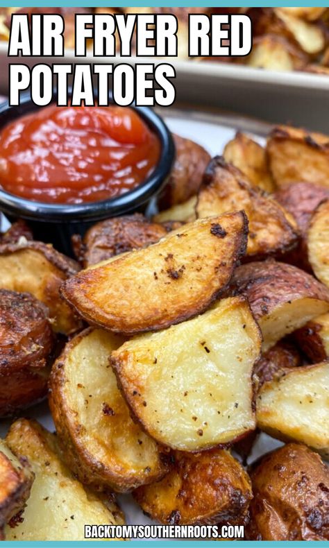 Crispy on the outside and tender on the inside, these air–fried red potatoes are the ultimate side dish! They're quick, easy, and oh-so-delicious. Air Fried Red Potatoes, Red Potatoes In Air Fryer, Fried Red Potatoes, Potatoes In The Air Fryer, Red Potato Recipes, Turkey Tenderloin, Red Skin Potatoes, Small Red Potatoes, Baby Red Potatoes