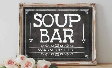 Soup Bar Wedding, Wedding Food Bar Ideas, Party Taco Bar, Food Bar Ideas, Wedding Food Bars, Beer Ice Cream, Grilled Cheese With Tomato, Soup Bar, Diy Wedding Food