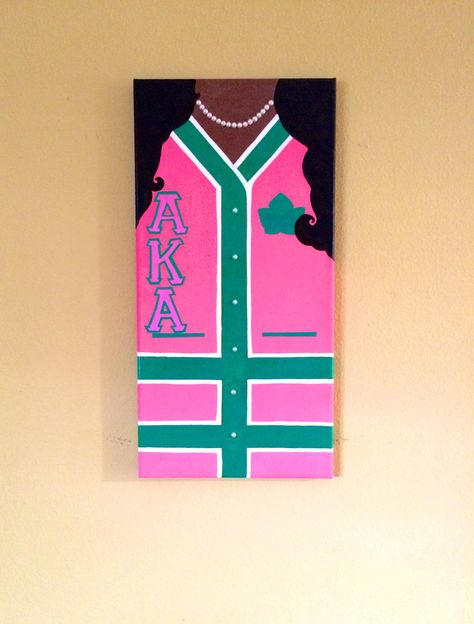 Sweater Painting, Alpha Kappa Alpha Crafts, Aka Sorority Gifts, Skee Wee, Sip And Paint, Aka Sorority, Sorority Canvas, Greek Gifts, Alpha Kappa Alpha Sorority