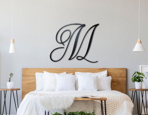 Custom Made Wooden Letter Initial Sign For Wall - Your Choice of Style & Color for Home and Bedroom Decor, Perfect for Gifts by MTMworkshop on Etsy Monogram Door Sign, Wooden Initials, Initial Sign, Free Standing Letters, Girls Dorm Room, Above Bed Decor, Wooden Letter, Above Bed, College Apartment