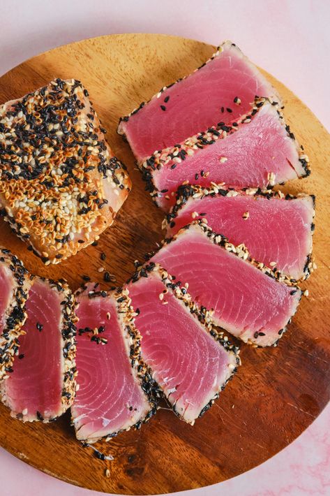 Seared Tuna Steak Recipe | Keto In Pearls Seared Ahi Tuna Recipe, Sesame Crusted Tuna, Ahi Tuna Recipe, Seared Tuna Steaks, Seared Ahi Tuna, Ahi Tuna Steak, Tuna Steak Recipes, Ripped Recipes, Tuna Recipe