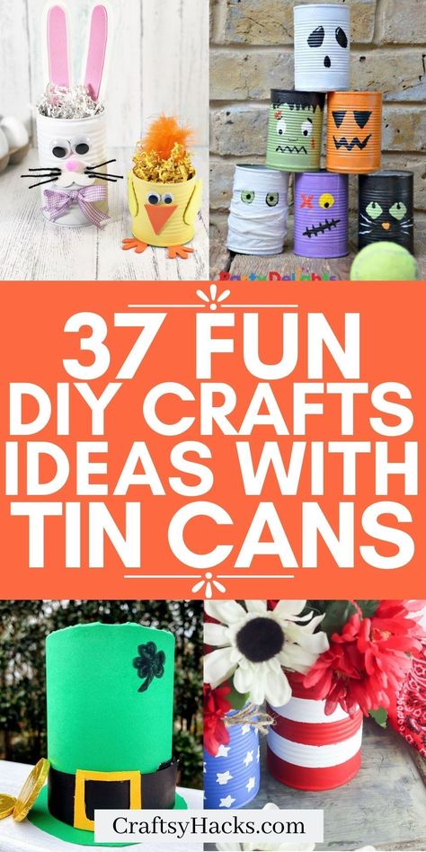 If you are looking to save more money on craft supplies you need to see these incredible tin can crafts. With these cool DIY crafts you can easily create DIY decor, accessories and more with upcycled tin cans! How To Reuse Formula Cans, Juice Can Lid Crafts, Tin Coffee Can Ideas, Paint Cans Decorations, Tin Can Crafts Bugs, Craft With Tin Cans, Number 10 Can Crafts, Crafts Using Cans, Gallon Can Crafts