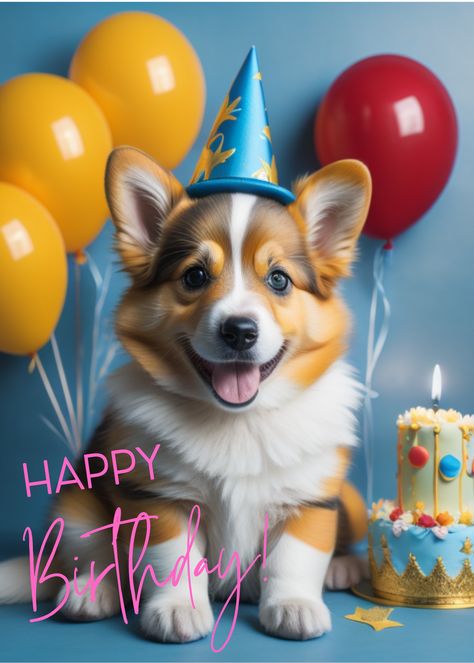 Happy Birthday With Dogs, Happy Birthday Corgi, Happy Birthday Honey, Happy Birthday Animals, Birthday Animals, Happy Birthday Sister Quotes, Happy Birthday Niece, Happy Birthday Wishes Messages, Birthday Wishes Pics