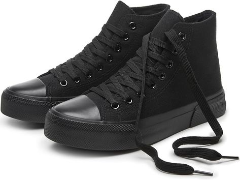 Amazon.com | hash bubbie Unisex Fashion High top Sneakers Womens Classic High Tops Canvas Shoes Casual Tennis Shoes for Men(Full Black,US6W/US4M) | Fashion Sneakers Casual Tennis Shoes, Black High Top Shoes, High Tops Sneakers, Sneakers Womens, Black High Tops, Black Sneakers, Shoe Lover, Shoes Casual, High Top Shoes