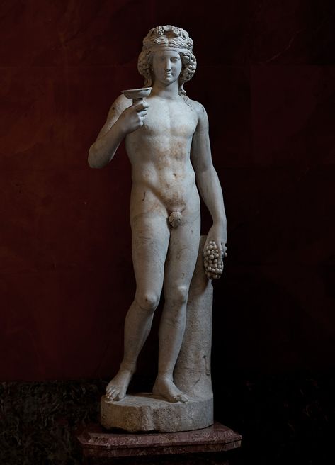 Dionysus. Marble. Roman work after a Greek models of the 4th century BCE. Saint Petersburg, The State Hermitage Museum. Photo by Sergey Sosnovskiy. Dionysus Maenads, Roman Sculpture Men, Dionysus Statue, Dionysus Statue Aesthetic, Adonis Statue, Funky Buildings, Dionysus Sculpture, Marble Sculpture Greek, State Hermitage Museum