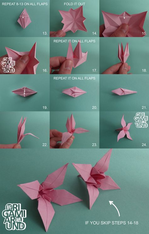 How to fold a traditional origami lily | Origamiaround on Patreon How To Fold A Flower Out Of Paper, Origami Lily Tutorial, Lily Flower Origami, Origami Rose Easy, Origami Traditional, Origami Flowers Easy, Origami Art Easy, Origami Roses, Paper Lily