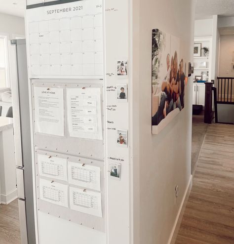 Kitchen Grocery List Board, Acrylic Calendar Wall Decor, Command Station In Kitchen, Command Center Aesthetic, Homework Command Center, Simple Family Command Center, Pantry Command Center, Acrylic Command Center Ideas, Mom Command Center Wall