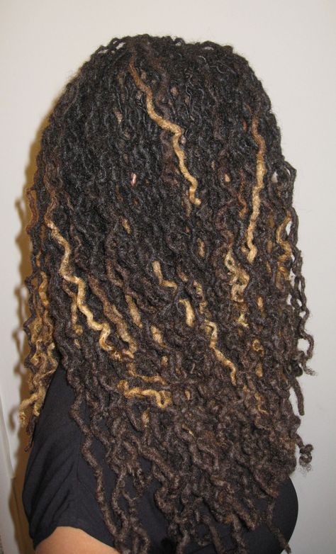 Loc styles | blonde highlights. I have these highlights and love them. Gives me some versatility. Freefrom Locs, Black Locs, Locks Hairstyles, Natural Crown, Loc Inspiration, Loc Hairstyles, Beautiful Locs, Sister Locs, Beautiful Dreadlocks