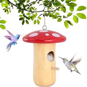 OROGHT Hummingbird House - Handcrafted Natural Wood Mushroom Bird Nesting Homes for Garden and Home Decor 1 Pack Hummingbird House, Gardening Gifts, Stuffed Mushroom Caps, Mushroom Design, Humming Bird Feeders, Outdoor Decor Backyard, Backyard Birds, Pet Home, Garden Gifts