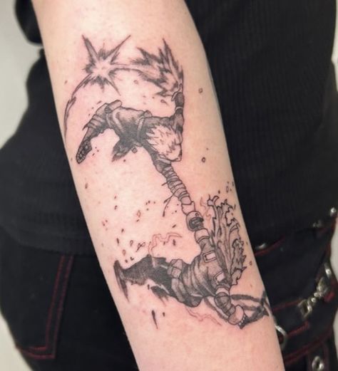 killingkatsuki on twt (not a tattoo artist) Tattoo Ideas My Hero Academia, Bakugou Inspired Tattoo, Anime Tattoos Mha, Bkdk Tattoo, Anime Tattoos My Hero Academia, Bkdk Drawings, Csm Tattoo, Bakugou Tattoo, Bakugo Tattoo