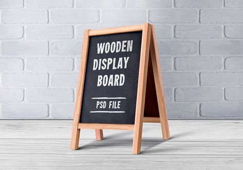 Wooden Menu Display Board PSD Wooden Menu Board, Menu Display, Menu Stand, Creative Elements, Display Mockup, Vector Elements, Exhibition Stand Design, Menu Board, Psd Designs