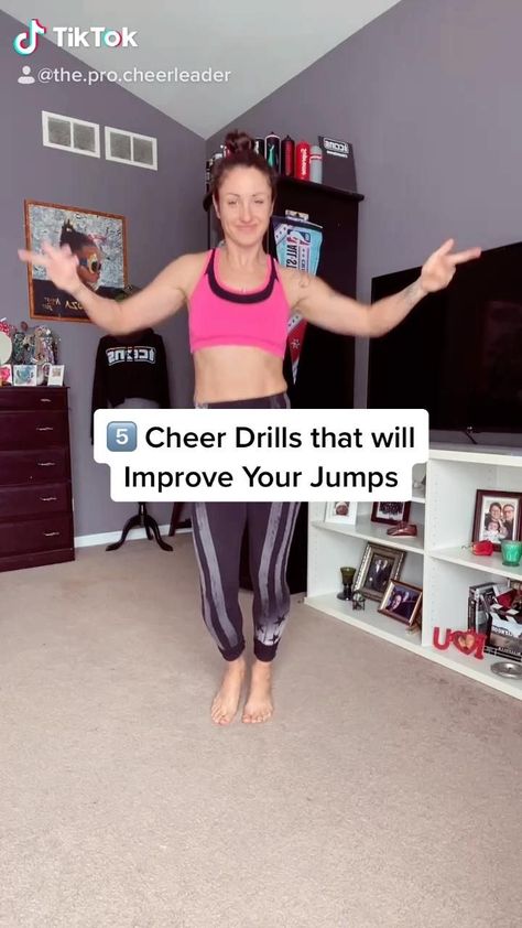 Tips to Improve Cheer Jumps! [Video] | Cheer stunts, Cheer jumps, Cheer workouts How To Make Varsity Cheer, How To Become Cheer Captain, Stretches To Improve Cheer Jumps, Cheer Jumps Workout, Cheer Jump Exercises, Jump Conditioning Cheer, Stretches For Jumps, How To Get Your Jumps Higher Cheer, Cheerleading Jump Drills