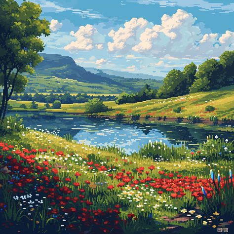 Pixel Art Nature, Scenery Beautiful, Pixel Art Background, Anime Pixel, Art Forest, Anime Pixel Art, Pixel Art Design, Forest Wallpaper, Fox Art