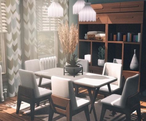 Sims 4 Dinner Room, Sims 4 Dining Room Ideas No Cc, Sims4 Lookbook, Sims 4 Loft, Sims Inspiration, Sims Houses, Sims 4 House Plans, Sims 4 House Design, Casas The Sims 4