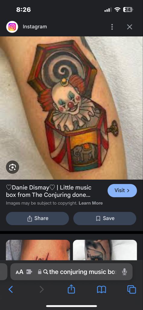 The Conjuring Tattoo, Conjuring Tattoo, Tattoo Music, Arm Tats, Music Tattoos, Tattoo Idea, Music Box, The Conjuring, Tatting