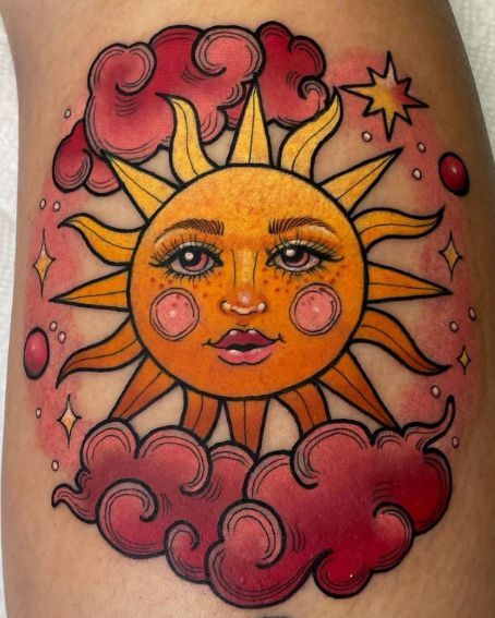 Traditional Planet Tattoo, Traditional Sun Tattoo, Moth Tattoos, Witchy Tattoos, Celestial Tattoo, Sun Tattoo Designs, Heart Aesthetic, Theme Tattoo, Inspiration Tattoo