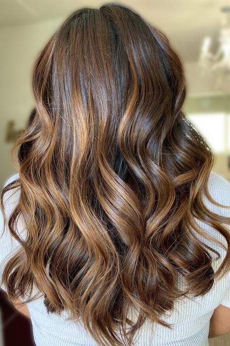 Caramel Gold Highlights On Dark Hair, Ravello Hair, Global Hair Color, Carmel Balayage, Caramel Hair Color, Partial Balayage, Hair Color Idea, New Year Hairstyle, Brown Hair Men