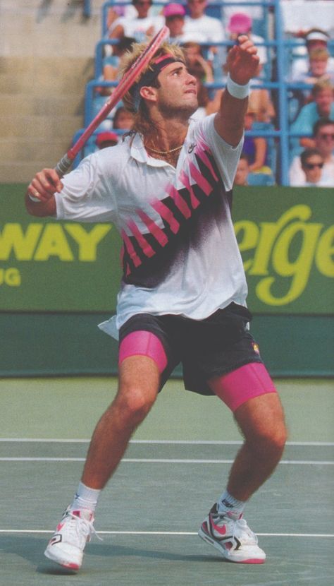 80s Sports Fashion, 90s Athleisure, 80s Sport, 80s Sports, 80s Fashion Men, Atp Tennis, Tennis Photos, Tennis Wear, Andre Agassi