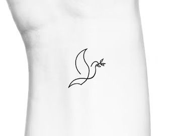 Line Dove Tattoo, Fine Line Dove Tattoo, Peace Dove Tattoos, Dove Olive Branch, Realistic Fake Tattoos, Dog Print Tattoo, Bird Tattoo Wrist, Heart Temporary Tattoos, Dove Tattoo