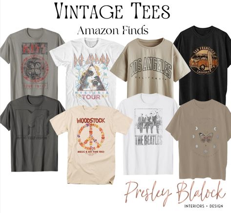 Amazon Oversized Shirt, Vintage Amazon Finds, Amazon Graphic Tees, Amazon Tees, Beatles Vintage, Letter Print Tee, Pump Cover, Black And White Logos, Womens Summer Shorts