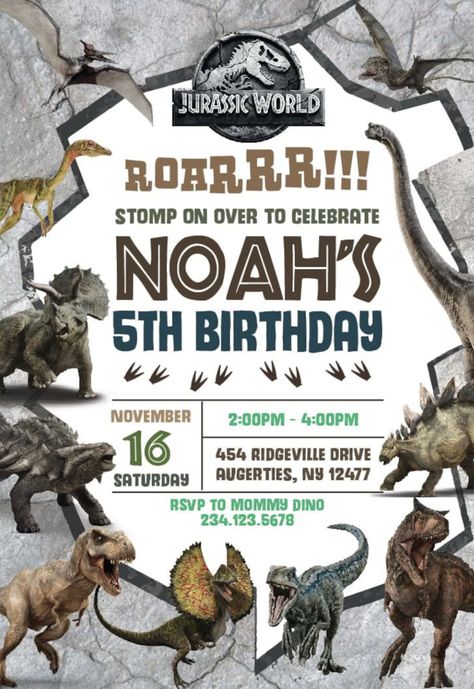 Jurassic Park Invitations, Dinosaur Birthday Party Invitations Boys, Boxing Theme Party Ideas, Jurassic World Birthday Party, Jurassic World Birthday, Jurassic Park Birthday Party, Dinosaurs Birthday, Jurassic Park Party, Dinosaur Birthday Theme