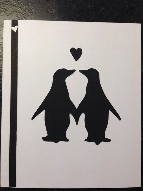 Penguin heart card papercutting Penguin Heart Tattoo, Penguin Love Tattoo, Matching Penguin Tattoos Couples, Penguin Couple Drawing, Penguin Tattoo Couple, Penguin Tattoos, Penguin Heart, Partner Tattoos, Penguin Wallpaper