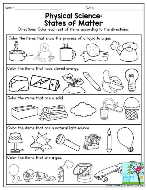 Free Science Worksheets, Physical Science Activities, Grade 3 Science, Grade 2 Science, States Of Matter Worksheet, Matter Worksheets, Second Grade Science, 1st Grade Science, First Grade Science