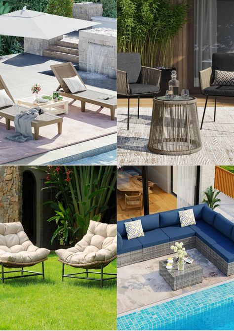 Outdoor seating area furniture and storage ideas and accessories from Amazon. Everything you need for comfortable outdoor seating. Modern Outdoor Seating Area, Fire Pit Ideas, Outdoor Fire Pit Table, Outdoor Seating Area, Comfortable Lounge, Fire Pit Bowl, Fire Pit Cover, Loungers Chair, Outdoor Patio Chairs