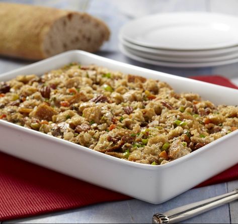 Chabaso's Full of Flavor Ciabatta Stuffing Recipe | Market Basket Ciabatta Stuffing, Holiday Stuffing, Classic Stuffing Recipe, Classic Stuffing, Bread Stuffing, Artisan Breads, Holiday Dinner Table, Ciabatta Bread, Food Thermometer