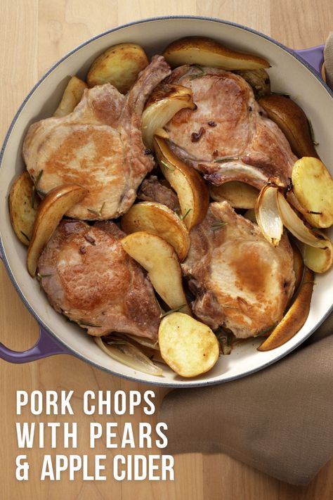 Pork Chops Potatoes, Pork Chops With Potatoes, Weeknight Meal Ideas, Meals For The Family, Dinner Side Dish Recipes, Healthy Dinner Sides, Pear Cider, Easy Pork Chops, Easy Pork Chop Recipes