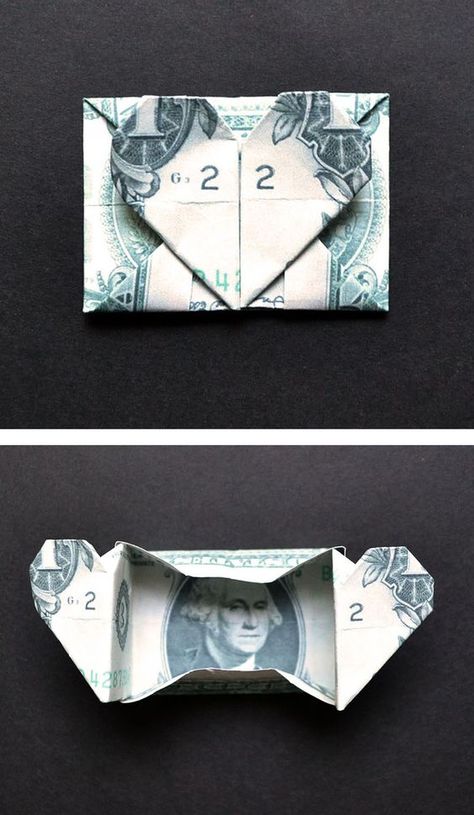 How To Fold Money For Gifts Easy, How To Fold Money Into A Heart, How To Make A Heart Out Of A Dollar Bill, Dollar Bill Gift Ideas, Fold Money For Gifts, How To Fold Money For Gifts, Dollar Bill Origami Easy Step By Step, Folding Dollar Bills Easy Step By Step, Money Diy Gift