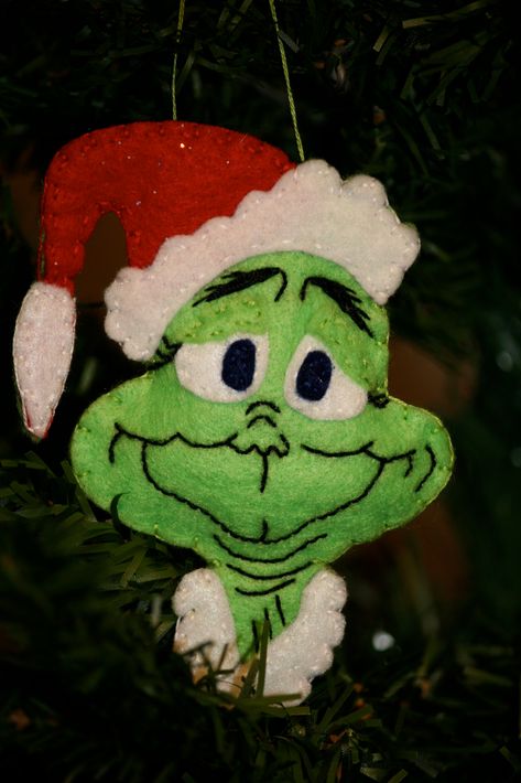 It’s Christmas all year through! | Felt and Frames Christmas All Year, Felt Ornaments Diy, Grinch Santa, Felt Christmas Stockings, Summer Schedule, Grinch Christmas Decorations, Felt Crafts Christmas, Felt Creations, Adornos Halloween