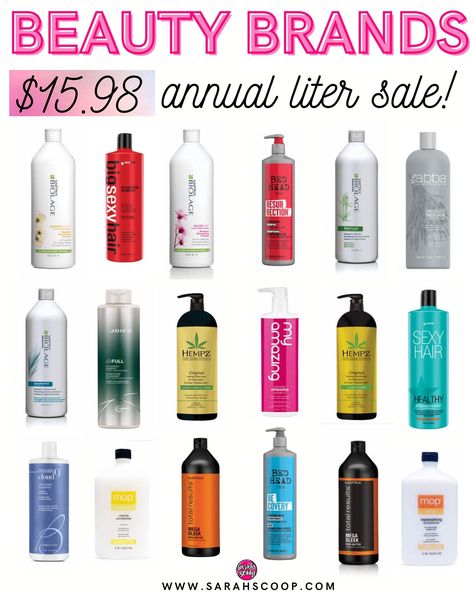 Beauty Brands Annual Liter Sale 2021 Details | Sarah Scoop Shampoos And Conditioners, Volumizing Shampoo, Clarifying Shampoo, Best Shampoos, Coarse Hair, Brittle Hair, Color Treated Hair, Brand Sale, Treated Hair