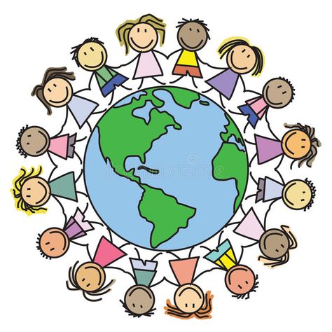 Kids world - children on globe stock illustration People Around The World Illustration, World Illustration Globe, World Globe Drawing, World Globe Illustration, Diversity Drawing, Bw Illustration, Slides Background, Globe Drawing, Globe Illustration