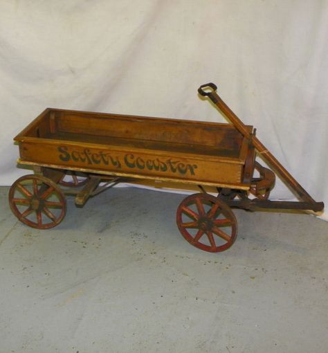 . Antique Wood Spoke Wheel Coaster Wagon Antique Wagon, Wood Wagon, Kids Wagon, Toy Wagon, Old Wagons, Wooden Wagon, Antique Restoration, Wooden Wheel, Red Wagon