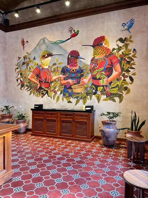 Local art, antigua Guatemala, Starbucks, been there, travel Guatemala Coffee, Mexican Restaurant Design, Belize Food, Starbucks Art, Mexican Paintings, Belize Resorts, Guatemala Travel, Beach House Interior, Local Art