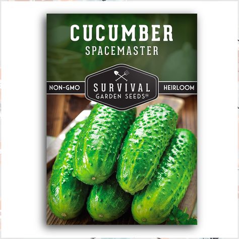 Survival Garden Seeds - Spacemaster Cucumber Seed for Planting - Packet with Instructions to Plant and Grow Container Friendly Cucumbers in Your Home Vegetable Garden - Non-GMO Heirloom Variety Tasty Vegetables, Survival Garden, Flower Seeds Packets, Cucumber Seeds, Seed Kit, Survival Gardening, Heirloom Vegetables, Seed Saving, Home Vegetable Garden