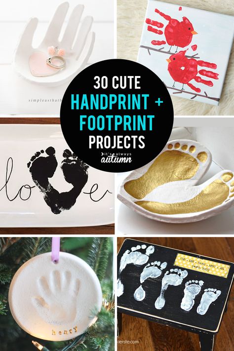 Grandparents Diy, Handprint Gifts, Baby Handprint, Footprint Art, Handprint Crafts, Mason Jar Crafts Diy, Handprint Art, Mason Jar Diy, Grandparent Gifts