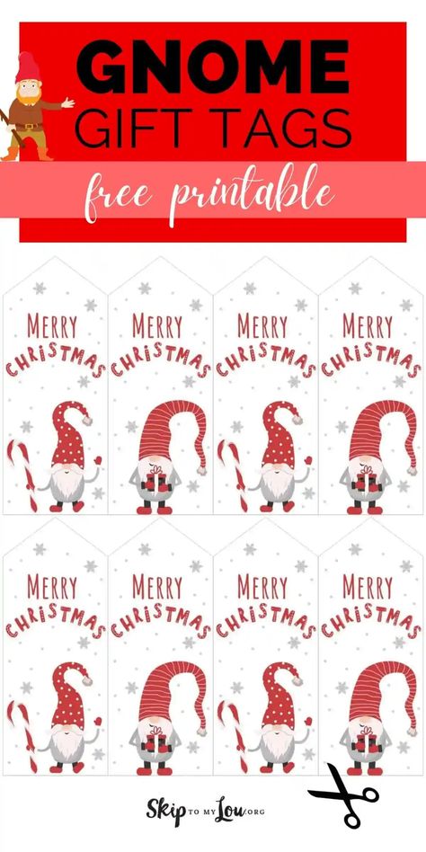 gnome gift tags PIN Free Printable Neighbor Christmas Gift Tags, Gnome Christmas Tags, Christmas Tags Printable Free Templates, Christmas Gift Tags Printable Templates, Gnome Tags, Gnome Gift Tags, Class Christmas Gifts, Printable Christmas Tags, Free Printable Christmas Gift Tags