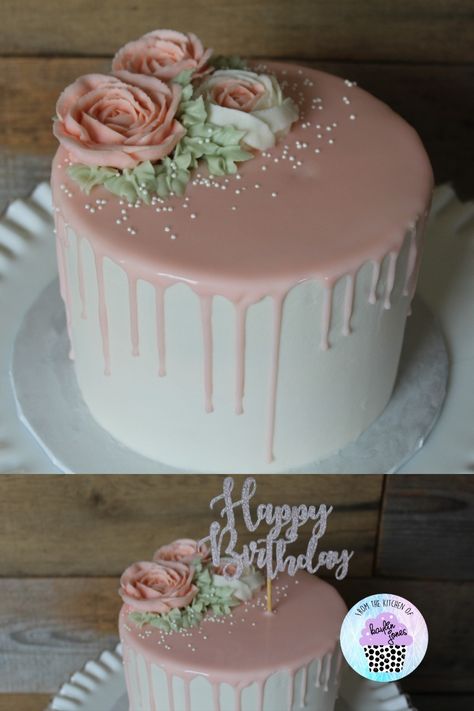 Buttercream Roses, Drip Cakes, Custom Cards, Dusty Rose, Dusty Pink, Butter Cream, Birthday Cake, Baking, Cake