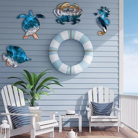 Beach Decorations For Home, Beach Theme Wall Art, Sea Themed Living Room, Ocean Themed Decor, Beach Theme House, Strand Decor, Outdoor Beach Decor, Beach Decor Living Room, Turtle Wall Decor