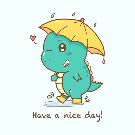 Dino Reference, Dino Lucu, Cute Dinosaur Drawing, Cute Dinosaur Cartoon, Dinosaur Logo, Dinosaurs Cute, Umbrella In The Rain, Umbrella Cartoon, Dinosaur Classroom