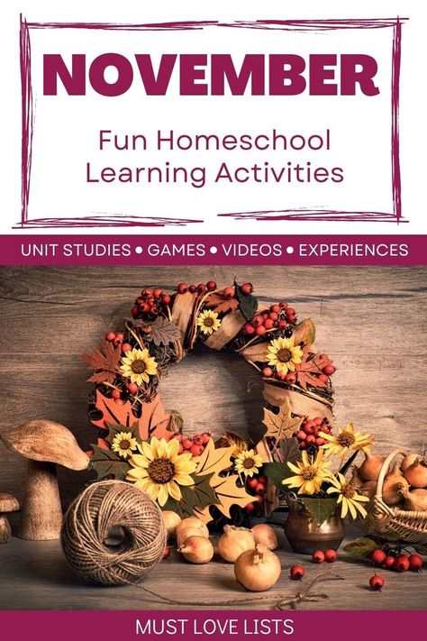 Looking for ways to supplement your homeschool curriculum? How about short unit studies to explore a variety of topics? These fun holidays are a great way to celebrate and provide engaging learning opportunities for your kids. Check out this list of November homeschool mini-unit study ideas using fun holidays! #november #unitstudy #learningisfun Homeschool Unit Study Ideas, November Homeschool, Unit Study Ideas, Unit Studies Homeschool, Fun Holidays, Winter Activities For Kids, Study Ideas, Homeschool Learning, Unit Studies