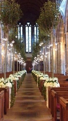 Church Aisle, Wedding Ceremony Seating, Wedding Church Decor, Church Wedding Decorations, Wedding Arches, Medieval Wedding, Scotland Wedding, Cathedral Wedding, Light Decor