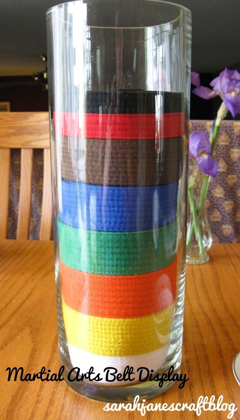 Displaying Karate Belts, Taekwondo Belt Display Diy, Black Belt Party Ideas, Black Belt Party, Taekwondo Party Ideas, Karate Belt Display Diy, Taekwondo Belt Holder, Karate Belt Holder, Taekwondo Belt Display