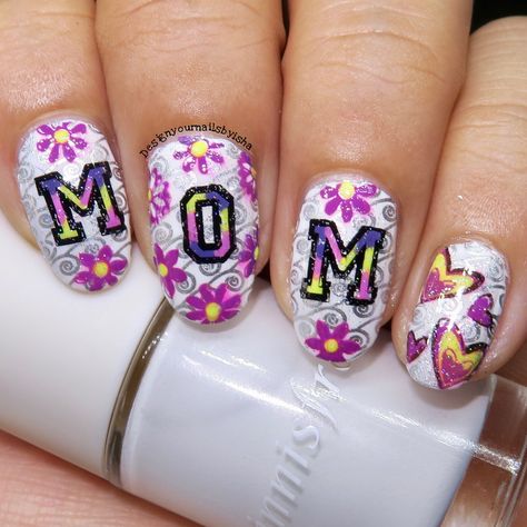 Mother's Day Special Nail Art Tutorial Mothers Day Nail Designs Ideas, Mothers Day Nails Ideas Acrylic, Mother’s Day Nails Ideas, Mother's Day Nails Designs Mom, Mother Day Nails Designs, Mother’s Day Nails, Mothers Day Nails Ideas, Peace Sign Nails, Mothers Day Nails