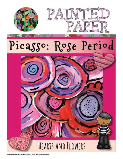 Picasso Rose Period, Picasso Kids, Hallway Mural, Painted Paper Art, February Art, Georgia Okeeffe, Valentine Art Projects, Hispanic Art, Art History Lessons