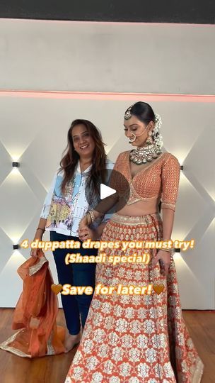 55K views · 1.8K reactions | 1 duppatta, endless ways to wear 🎀🧡  HMUA & Draping - @nikitas_bridal_studio   #orange #weddingseason #lehenga  #Drape #saree #Dupatta #reelsinstagram #new #tips #ideas #inspo #checkit #shaadi #bride #tricks #jugaad #sareehacks #drapingdesigns #ghaghra #lehenga #gujjus #nbs #mua #hairstylist #share #sareefashion #lehengacholi #hacks  #makeupartist #useful #explorepage | Nikita Dave - Mumbai Based Makeup Artist and Coach | Jasleen Royal · Assi Sajna How To Wear Indian Saree, Banarasi Lehenga Dupatta Draping Style, How To Drape Saree As Lehenga, Net Dupatta Draping Styles, Lehenga Dupatta Draping Style, Dupatta Draping Styles, Drape Lehenga, Dupatta Draping, Drape Sarees