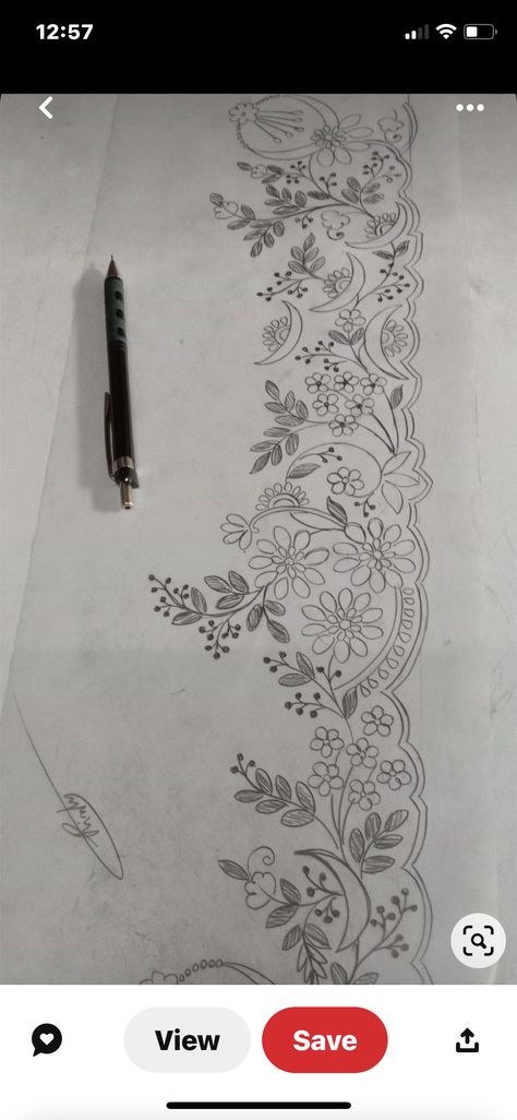 Hand Work Tracing Design, Embroidery Flowers Pattern Templates, Victorian Inspired Fashion, Saree Painting Designs, Lawn Design, Embroidery Fashion Detail, Beautiful Flower Drawings, Hand Beaded Embroidery, Saree Embroidery Design